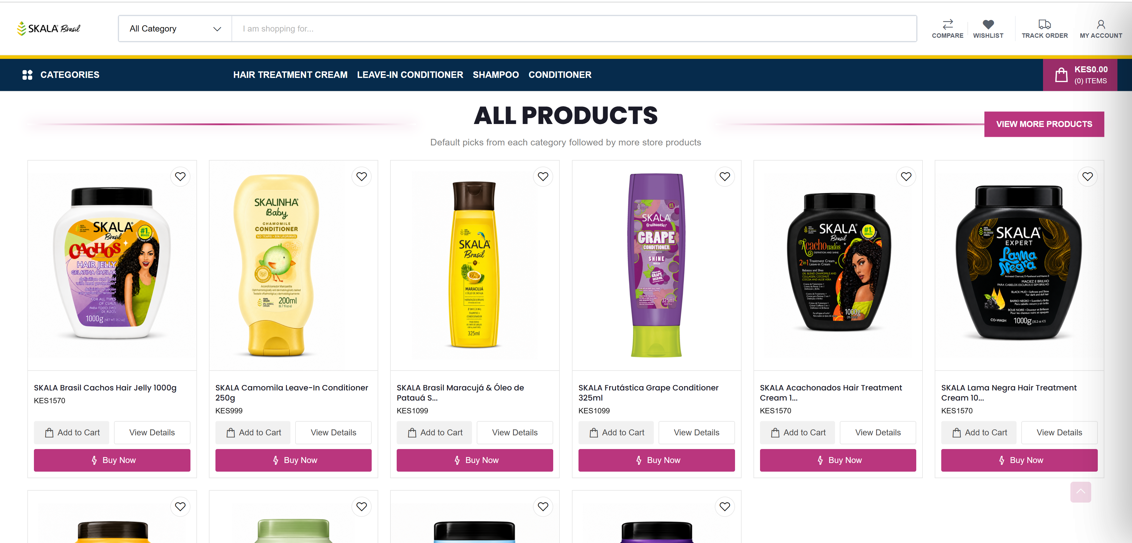 Ecommerce product listing with medicine cards and buy buttons